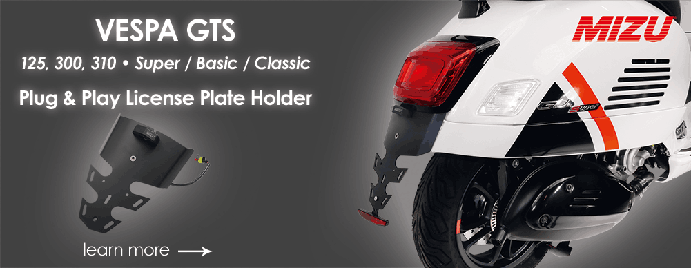 MIZU Plug & Play License Plate Holder for Vespa GTS 125 300 310 Super Basic Classic